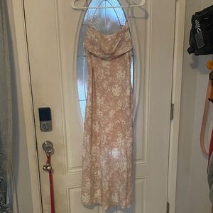 Elegant Beige Floral Dress